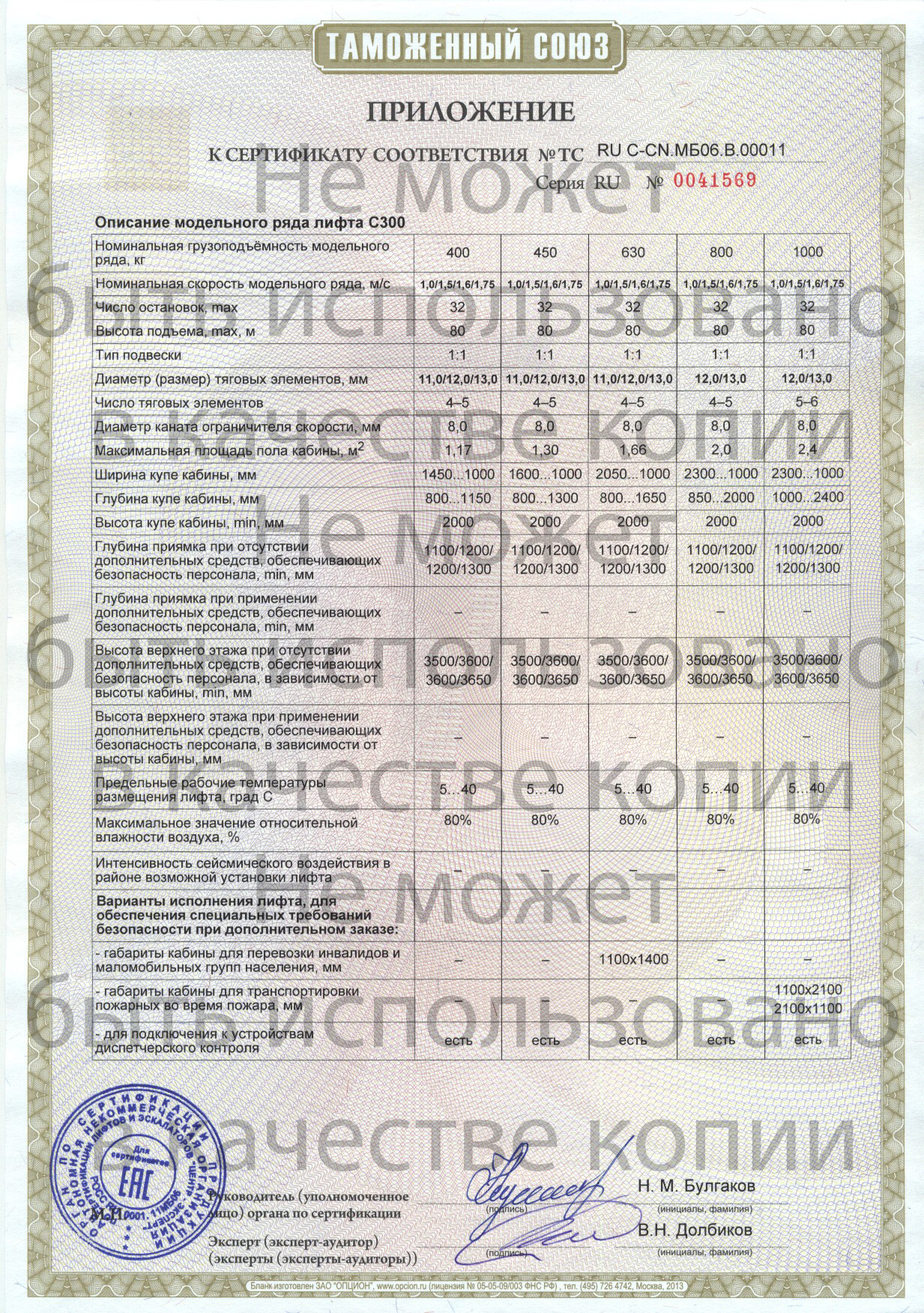 Приложение к сертификату № RU С-CN.МБ06.В00011
