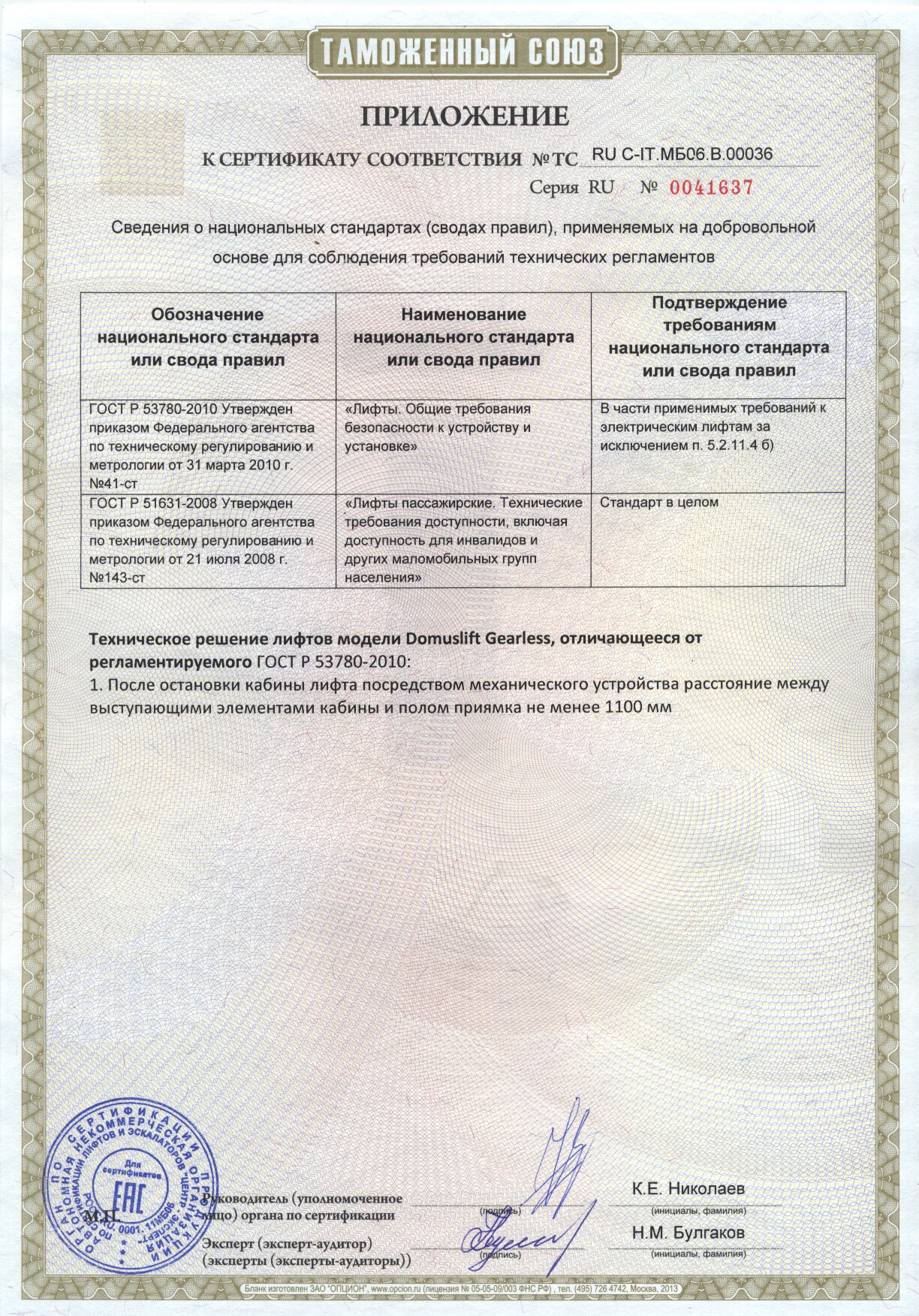 Приложение к сертификату № RU С-IT.МБ06.В00036