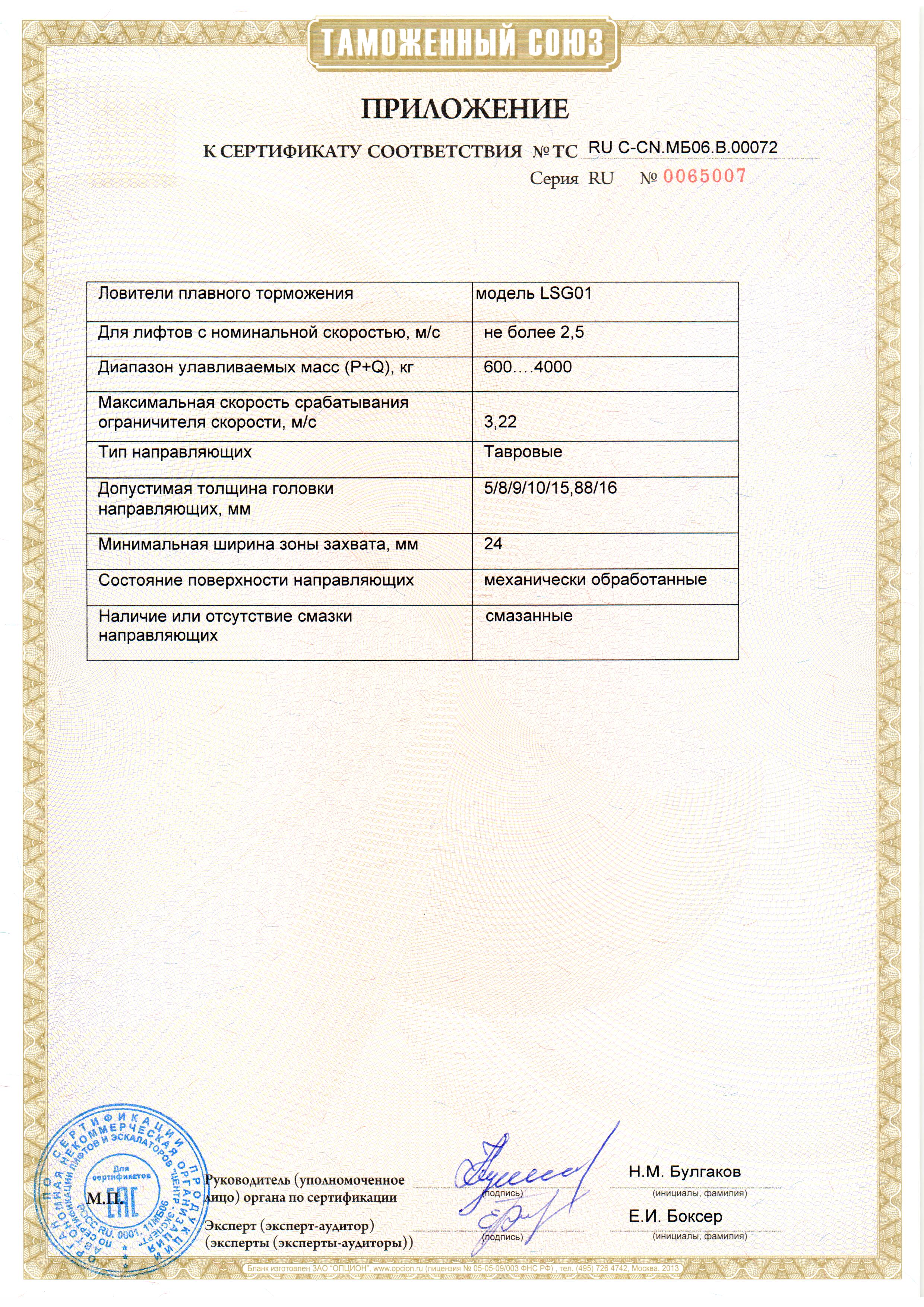 Приложение к сертификату № RU С-CN.МБ06.В.00072