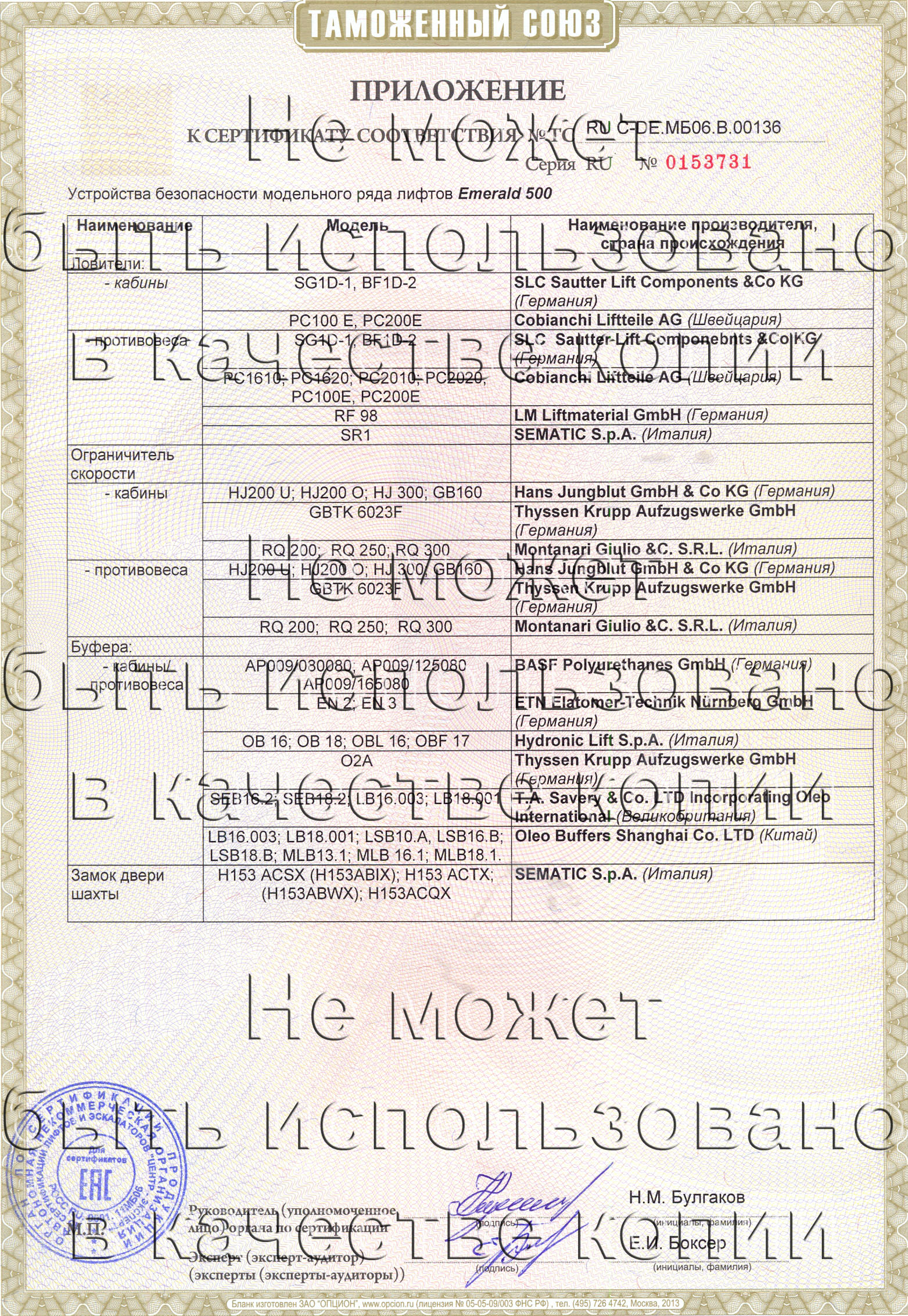 Приложение к сертификату № RU С-DE.МБ06.B.00136