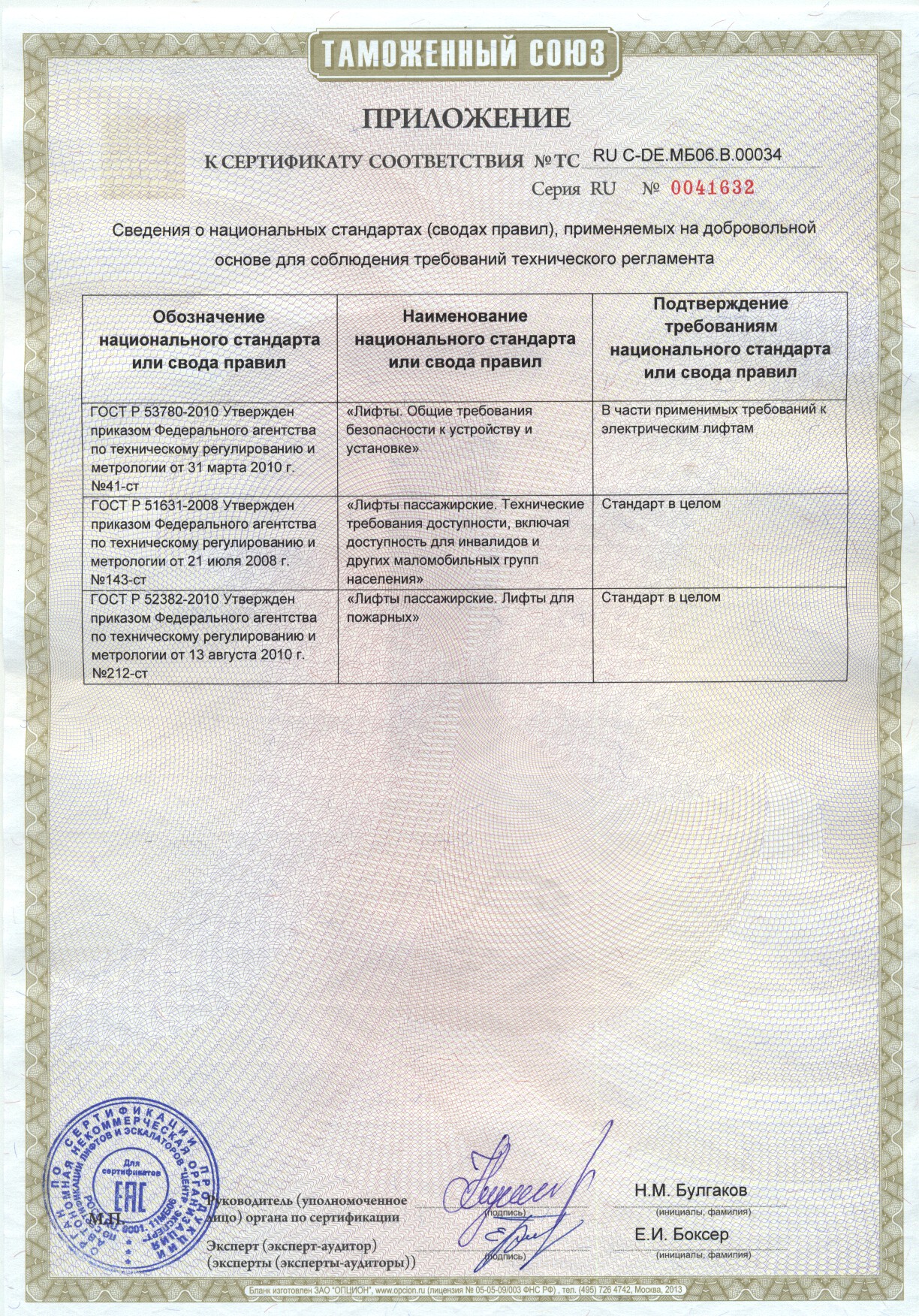 Приложение к сертификату № RU С-DE.МБ06.В00034