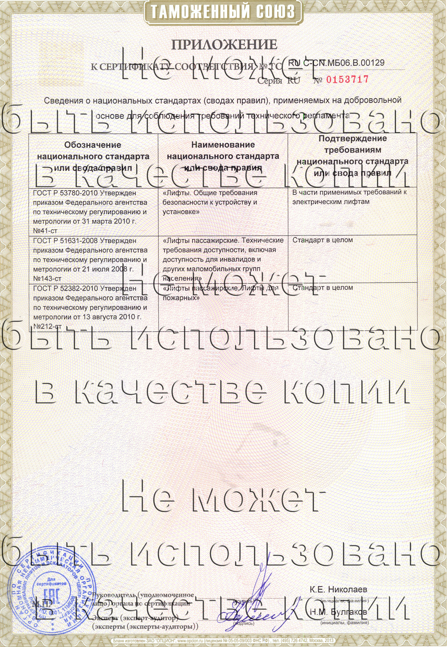 Приложение к сертификату № RU С-CN.МБ06.B.00129